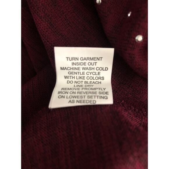 NY Collection Women's 2X Studded Drop Shoulder Sweater Burgundy NEW - Picture 7 of 7